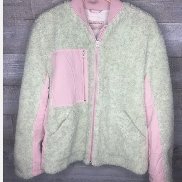 We the Free Free People Rivington Sherpa green color block jacket medium - Picture 2 of 4